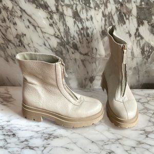 Cream Leather Boots - Italian Craftsmanship Elegance